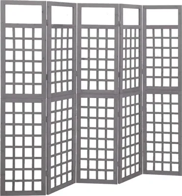 Produktbild von Spalier/Paravent 5-teilig Massivholz Tanne Grau 201,5x180 cm