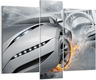 Produktbild von Bild auf Leinwand - Leinwandbild - Sportwagen Sport Rennen Geschwindigkeit - 95x80cm - Wand Bild - Wanddeko - Leinwanddruck - Bilder - Kunstdruck - Leinwand bilder - Wandkunst - CB95x80-2650
