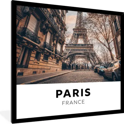 Produktbild von MuchoWow® Gerahmtes Poster Paris - Frankreich - Eiffelturm 40x40 cm - Poster mit Schwarzem Bilderrahmen Wandposter Rahmen Foto Bilder - Mit Rahmen - Wanddekoration Schlafzimmer