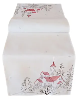 Produktbild von Tischwäsche Druckmotiv Kirche Tischläufer Winter Weihnachten 40 x 140 cm
