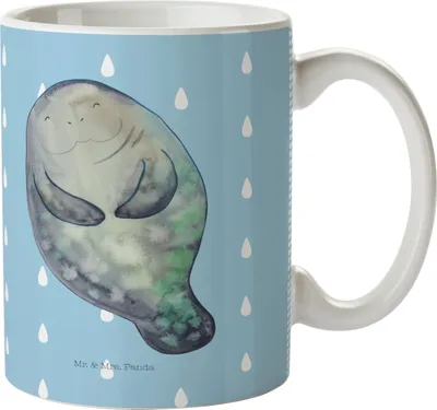 Produktbild von Mr. & Mrs. Panda Kinderbecher Seekuh Happy - Blau Pastell - Geschenk, Liebeskummer, Outdoor Tasse, Achtsamkeit, Trinklernbecher, Freundin, Neuanfang, Urlaub, Pott