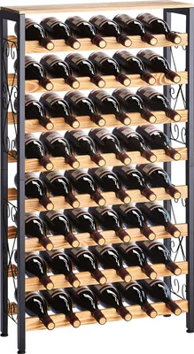 Image de Casiers à vin - Casier à bouteilles indépendant - Pour 48 bouteilles - Huit niveaux - Capacité de charge 80 kg - Pieds réglables - Pour cuisine et bar - Noir