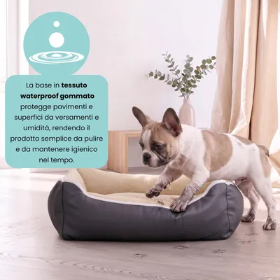 Productafbeelding van Hondenbed en kattenbed, crèmekleurig, 84 x 66 x 19 cm