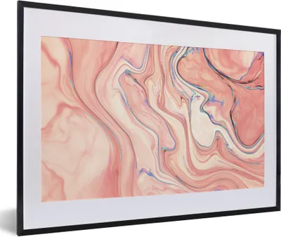 Produktbild von MuchoWow® Gerahmtes Poster Marmor - Pastell - Rosa - Blau - Marmoroptik - Abstrakt 60x40 cm - Poster mit Schwarzem Bilderrahmen Wandposter Rahmen Foto Bilder - Schlafzimmer - Plakat in Rahmen - Drucken
