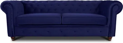Produktbild von Easy4You Chesterfield Dunkelblau 3-Sitzer Sofa Sofas für Wohnzimmer Sofagarnituren mit Holzfüße Set Sofas & Couches Velvet 86