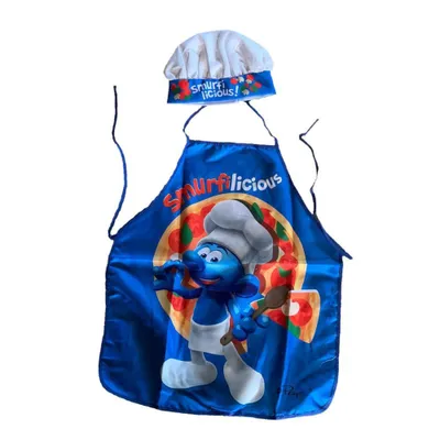 Produktbild von Kinderschürze / Kochschürze mit Kochmütze Motiv Schlumpf "Smurfilicious"