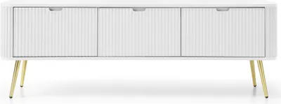 Produktbild von Selsey Zova - TV-Schrank mit 3 Türen, weiß mit goldenen Beinen, 168 cm