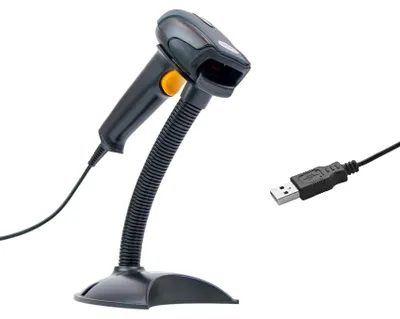 Productafbeelding van HD29A USB-autoscanner voor barcodes, met standaard