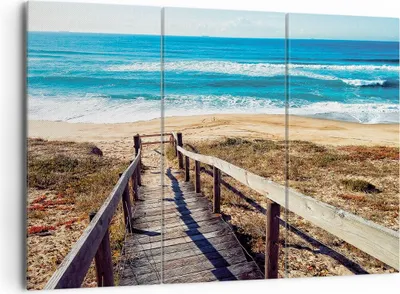 Produktbild von Bild auf Leinwand - Leinwandbild - 3 Teile - Meer Strand Eintritt - 165x110cm - Wand Bild - Wanddeko - Wandbilder - Leinwanddruck - Bilder - Wanddekoration - Leinwand bilder - CE165x110-4359