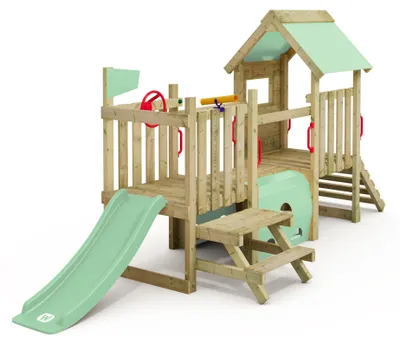 Zdjęcie produktu dla Wieża do zabawy dla małych dzieci Wickey My First Playground 1 ze stołem piknikowym w kolorze jasnozielonym