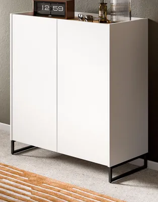 Produktbild von Schuhschrank "Borga" in weiß und Artisan Eiche Flur Kommode 90 x 97 cm, Soft-Close