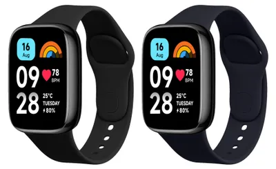 Produktbild von kwmobile 2x Uhrenarmband für Xiaomi Redmi Watch 3 Active Armband - Fitnesstracker Band Set aus TPU Silikon - Ersatzarmband Smartwatch - Schwarz
