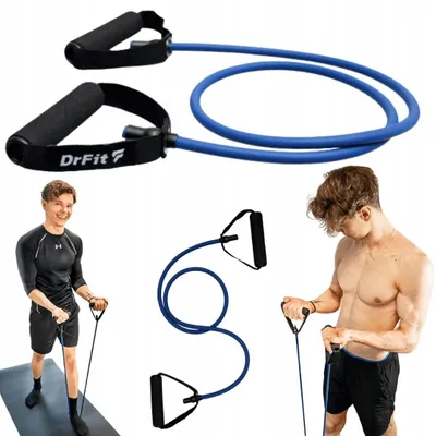 Produktbild von DrFit Widerstandsband mit Griffen, blau, 11 kg