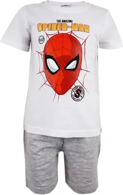 Produktbild von Marvel Spiderman Schlafanzug Pyjama kurz Weiß - Größe 98 bis 128 – 98