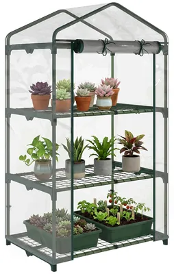 Produktbild von Gewächshaus mit Regale, winterfest Foliengewächshaus Treibhaus für Balkon 69 x 49 x 125 cm Transparent