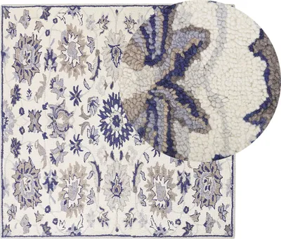 Produktbild von BELIANI Teppich Beige / Blau Wolle 200 x 200 cm Kurzflor Orientalisches Muster Rechteckig Wohnzimmer Schlafzimmer Flur