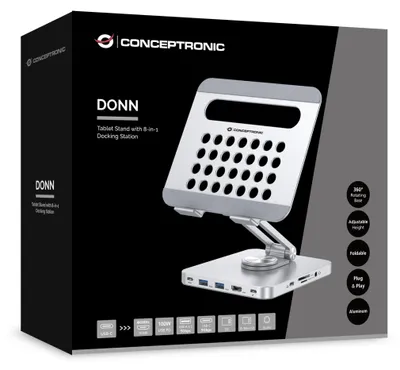 Produktbild von CONCEPTRONIC Tablet Halterung inkl.8-in-1 Docking     silber