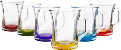 Produktbild von LAV Zen+ Kaffeetassen aus Glas mit farbigem Boden – 225 ml – Mehrfarbig – 6er-Pack