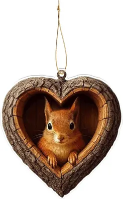Produktbild von Weihnachtsbaumschmuck mit Waldtieren: 2D-Acryl-Fuchs und Adler als Anhänger für Weihnachtsbaum, Heimdekoration und Partydekoration