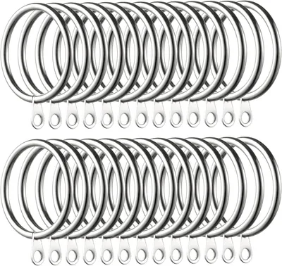 Produktbild von Pack von 60 Metall Gardinenringen, 38 mm Innendurchmesser, Silber, für Vorhänge und Gardinenstangen