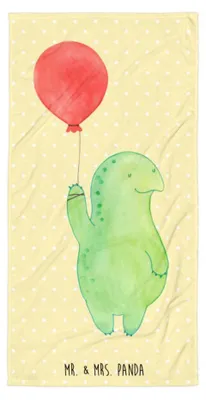 Produktbild von Mr. & Mrs. Panda Strandtuch Schildkröte Luftballon - Gelb Pastell - Geschenk, Frotteehandtuch, Motivationsspruch, Motivation, Reisehandtuch, Handtuch, Schildkröten