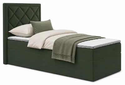 Produktbild von Bett, Boxspringbett DORMI MINI 90x200 cm mit Bettkästen, Topper T25 (Grün: Itaka 10)