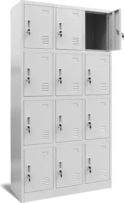 Produktbild von Wertfachschrank 3B4A Spint Schließfachschrank Fächerschrank Metallspind Umkleideschrank Stahlblech Pulverbeschichtung Farbwahl 185 cm x 90 cm x 40 cm (H x B x T) (grau/grau)