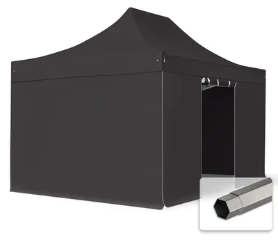 Produktbild von TOOLPORT 3x4,5m Stahl Faltpavillon, inkl. 4 Seitenteile, schwarz