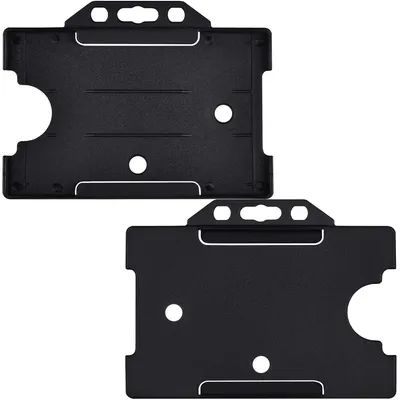 Image de Lot de 2 étuis à cartes, porte-cartes, étuis de protection en plastique rigide, format horizontal, pour cartes d'identité, cartes de crédit, billets, badges de service, forfaits de ski (noir)