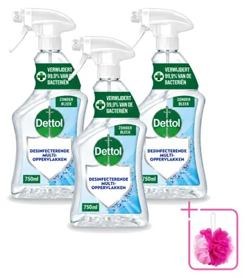 Produktbild von 3 x Dettol Allesreiniger Spray ohne Bleiche - 750 ml - Sparpackung - 3 Stücke