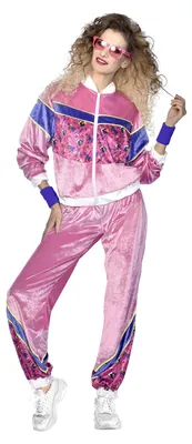 Produktbild von 80er Jahre Party Trainingsanzug aus Velours | Rosa Größe: S