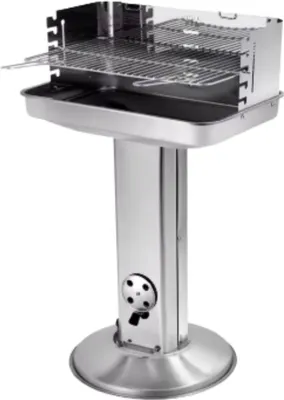 Produktbild von Holzkohle-Säulengrill – Tragbarer Edelstahl Grill mit Ventilationsregler & Ablage – Für Garten, Camping & Outdoor – 87x89x89cm