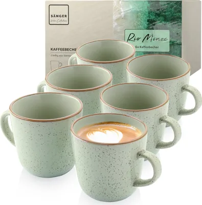 Produktbild von SÄNGER Kaffeebecher Set Rio Minze- 6 teilig aus Steingut
