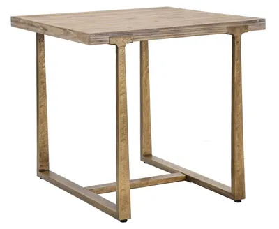 Image de Table Ankara carrée en MDF et fer, naturel et or, 80x80x76 cm