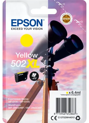 Productafbeelding van Epson C13T02W44010, Epson inktpatroon, geel, 502 XL. Type: T 02W4
