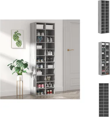 Obrázek produktu pro vidaXL Botník šedý Sonoma 54x34x183 cm Materiál na bázi dřeva - Regály a skříně na boty