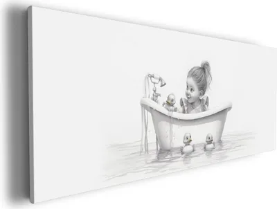Produktbild von Wallario Premium Leinwandbild Quietscheenten-Spaß in Größe 60 x 150 cm