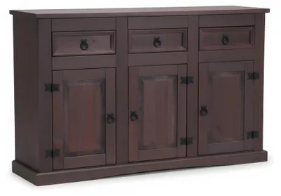 Zdjęcie produktu dla New Mexico komoda  3 szuflady i 3 drzwi szerokość 132 cm, wysokość 84 cm kolonial bejca/wosk.