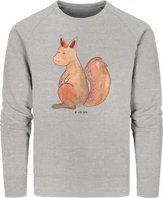 Produktbild von Mr. & Mrs. Panda Baumwoll Pullover Einhorn Glauben Größe XL - Heather Grey - Geschenk, Unicorn, Einhörnchen, Eichhorn, Pulli, Sweater, Sweatshirt, Rundhals, Einhörner