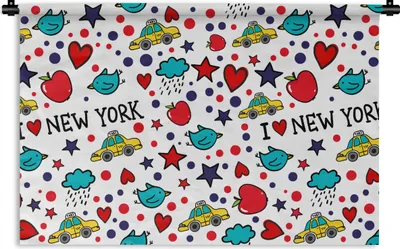 Produktbild von MuchoWow® Wandteppich Wandbehang New York - Wolken - Sterne 90x60 cm Tapisserie Dekoration Wandtuch - Wandskulpturen - Bildteppich