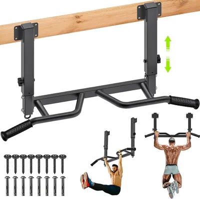 Produktbild von Zugstange Wandmontage - Multifunktionale Stange - Oberkörpertraining - Verstellbare Höhe - 200kg Gewicht - Schwarz