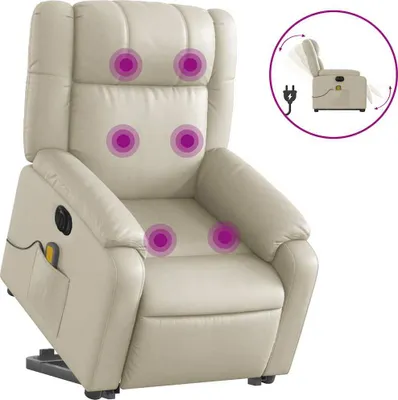 Produktbild von vidaXL Massagesessel mit Aufstehhilfe Elektrisch Creme Kunstleder