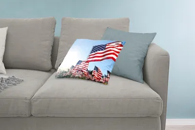 Produktbild von MuchoWow® Zierkissen Sofakissen Wohnzimmer Dekokissen 60x40 cm Flaggen der Vereinigten Staaten - Kopfkissen - Polster mit Foto