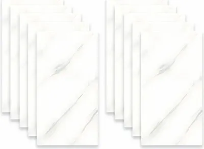 Produktbild von Selbstklebende PVC Wandpaneele Marmoroptik 60x30cm 10 Stück Weiß | Wandverkleidung Innen Heim Deko Renovierung