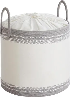 Obrázek produktu pro Koš na prádlo s víkem a rukojeťmi, objem 90 litrů, hmotnost 15 kg, rozměry 50 x 50 x 46 cm, barva: šedá