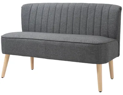 Produktbild von Couch Wohnzimmersofa Gummiholzrahmen, 2-Sitzer Sofa Polstersofa Leinenoptik, Grau | Polyester | bis 220 kg | 117x56,5x77 cm