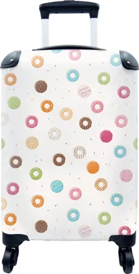 Produktbild von MuchoWow® MuchoWow® Koffer Handgepäck Trolley Rollkoffer Kleine Reisekoffer mit 4 Rollen - Puber - Donut - Lebensmittel - Muster - Cabin Size < 55x40x23 cm & 55x40x20 cm - Fotokoffer - Kabinenkoffer -