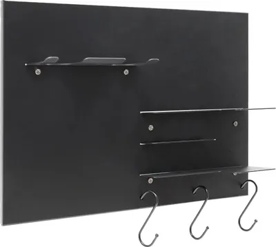 Immagine prodotto di Scaffale per accessori da caffè - Portamanipolatori a parete - 4 livelli - 3 ganci - ferro - capacità di carico fino a 4 kg - nero