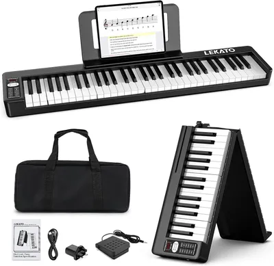 Immagine prodotto di Tastiera pieghevole da 61 tasti - Tastiera - Pianoforte digitale - Pianoforte elettrico - Pianoforte pieghevole