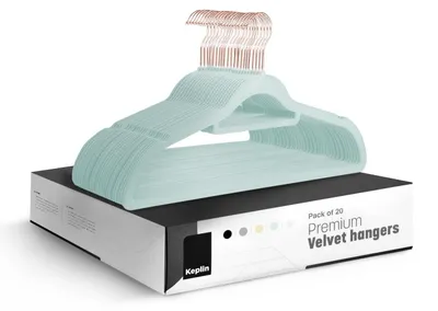 Produktbild von KEPLIN – Samt-Kleiderbügel, 20er-Pack – Rutschfeste Kleiderbügel mit Krawattenha